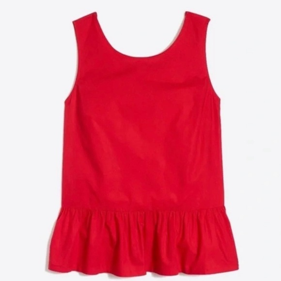 J. Crew Bow-Back Peplum Red Sleeveless Top, 100% Cotton, Size Small - Picture 1 of 10